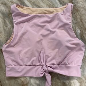 Lime Ricki Knotted Crop Top: light lavender